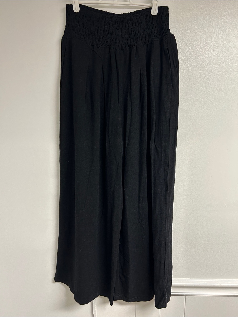 Black Wide Leg Linen/Rayon Pants